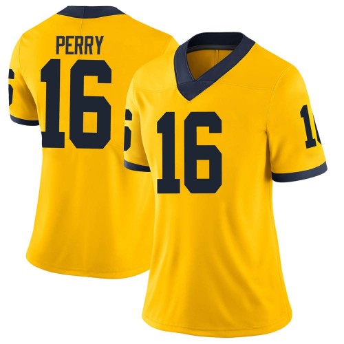 Jalen Perry Michigan Wolverines Women's NCAA #16 Maize Limited Brand Jordan College Stitched Football Jersey TJN7054RF